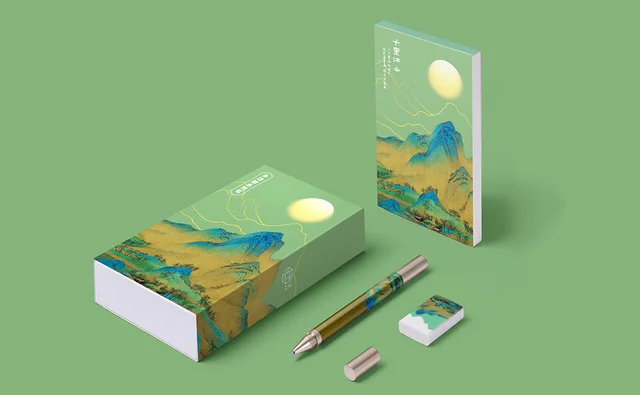 ボディにプリントしたのはパッケージと同モチーフの千里江山の図案

千里江山の風景は知恵と博愛の心、そして自由自在に良い人生を求める心を表しています。